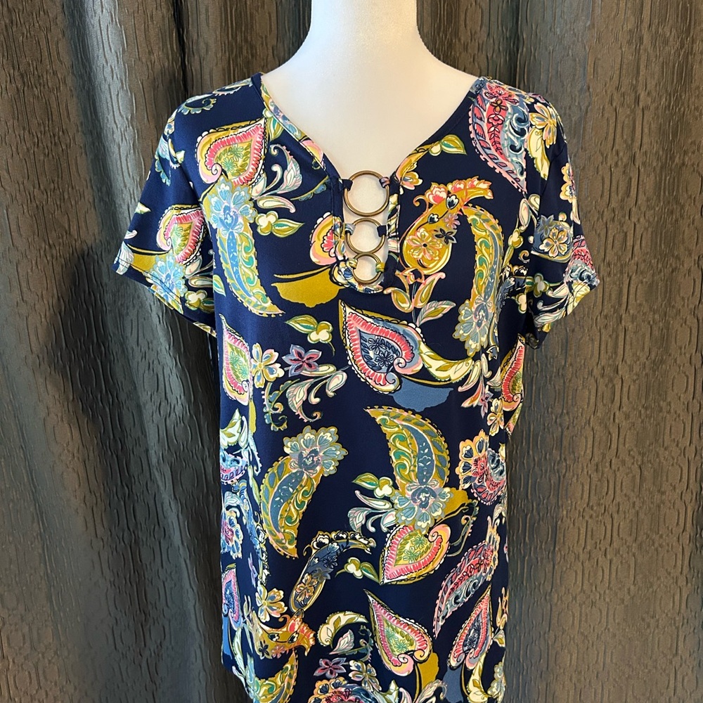 Navy Paisley Blouse